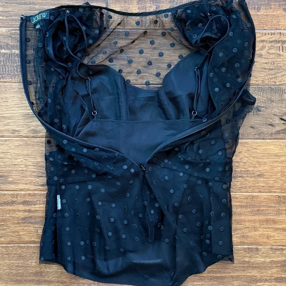 JCrew Cap-sleeve peplum top in dotted tulle, size 4